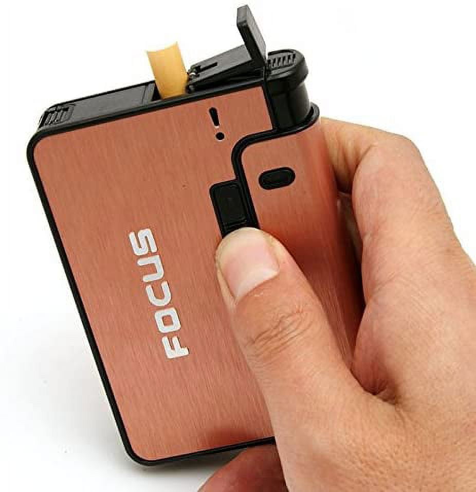cigarette dispenser case Automatic Ejection Cigarette Dispenser Case Box with Lighter Case Holder,  Aluminium Case, FOCUS - Pink