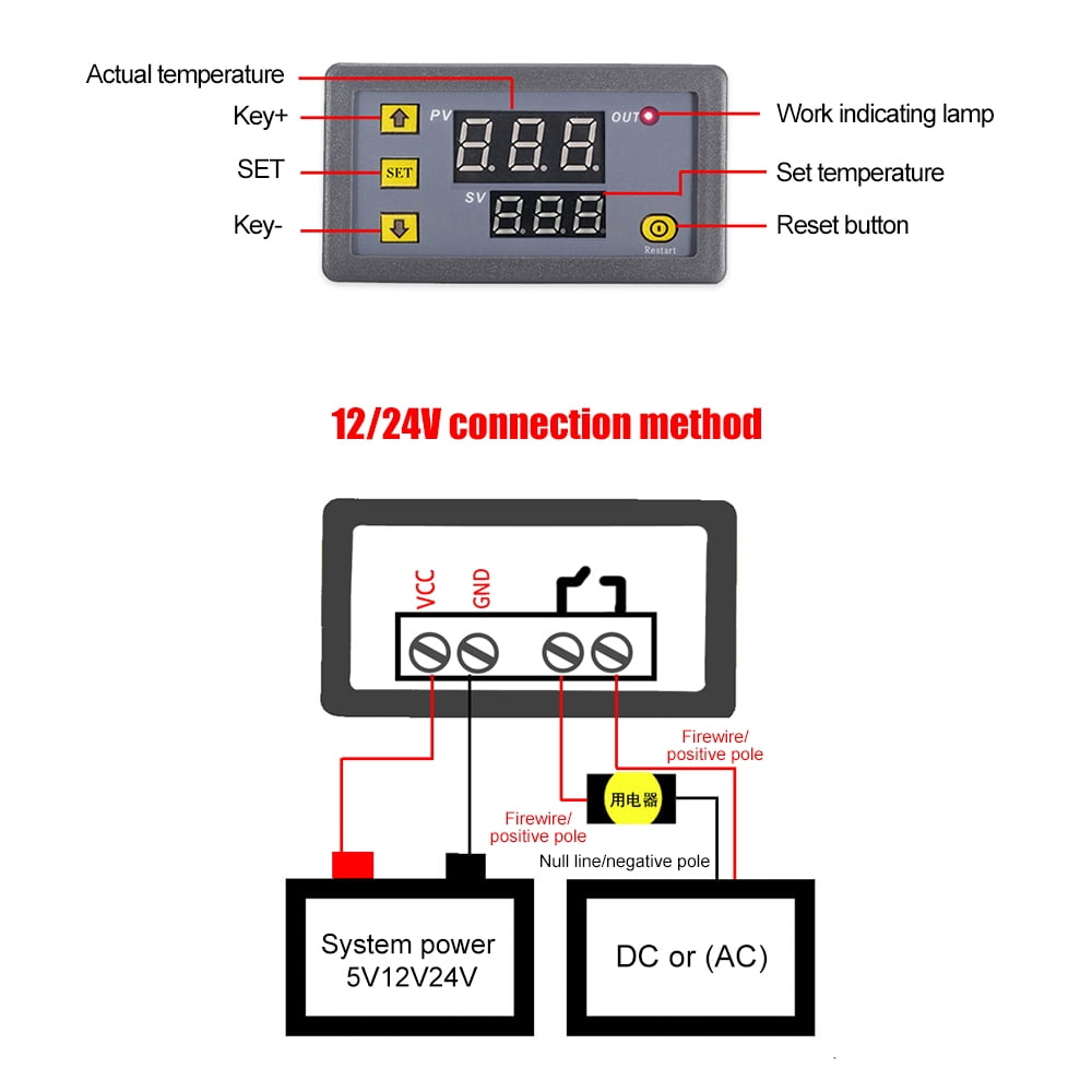 3230 Temperature Controller Digital Display Thermostat Module Temperature Control Switch Micro Heating Cooling Temperature Control Panel