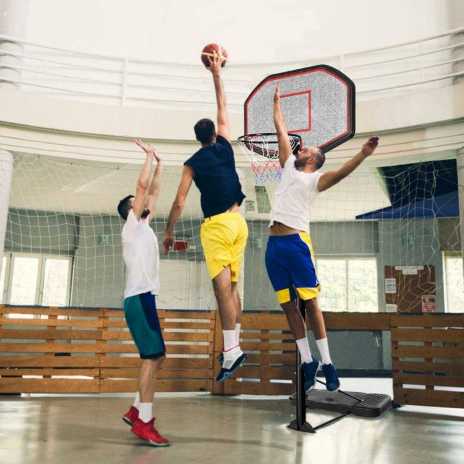 43 Inch Height Adjustable Portable Basketball Hoop Indoor Outdoor with Wheels Stable Base