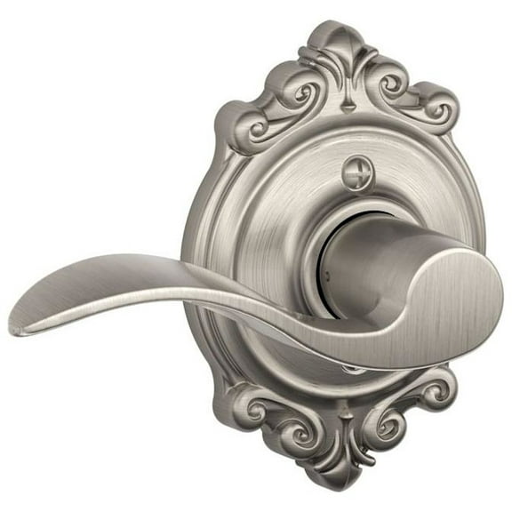 Schlage F170 Accent With Brookshire Rose Left Hand Half Dummy Satin Nickel Finish