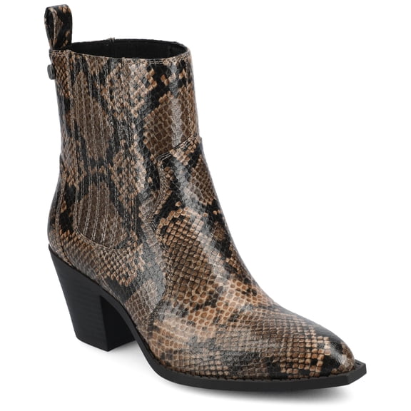 Journee Braylee Western Studded Pointed Toe Cuban Heel Comfort Ankle Booties