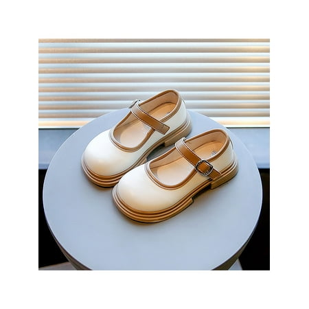 

Lacyhop Girls Princess Shoe Bowknot Mary Jane Comfort Flats School Anti-Slip Dress Sandals Cute Magic Tape Casual Shoes Beige 12C