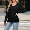 thumbnail image 3 of Women's V-neck Sweater Pullover Comfortable Lightweight Sweater Long Sleeve Top Autumn Clothing, 3 of 17