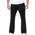 thumbnail image 6 of FRSASU Men's Stretch Regular Fit Bootcut Flared Jeans Cotton Fashion Comfort Flex Waist Vintage Washed Denim Pants Black, 6 of 9
