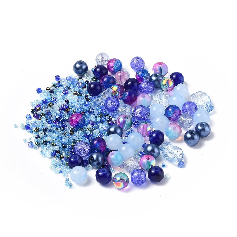 10bags Glass Beads Round & Starfish & Fish & Rondelle Mixed style Dark Blue 2~14x2~10x1~8.5mm Hole: 0.8~1.5mm