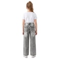 thumbnail image 7 of FEDPOP Girls Baggy Wide Leg Jeans, Elastic Waist Pull-On Denim Pants with Pockets, Casual Loose Teen Jeans, Gray, 12-16Y, 7 of 7