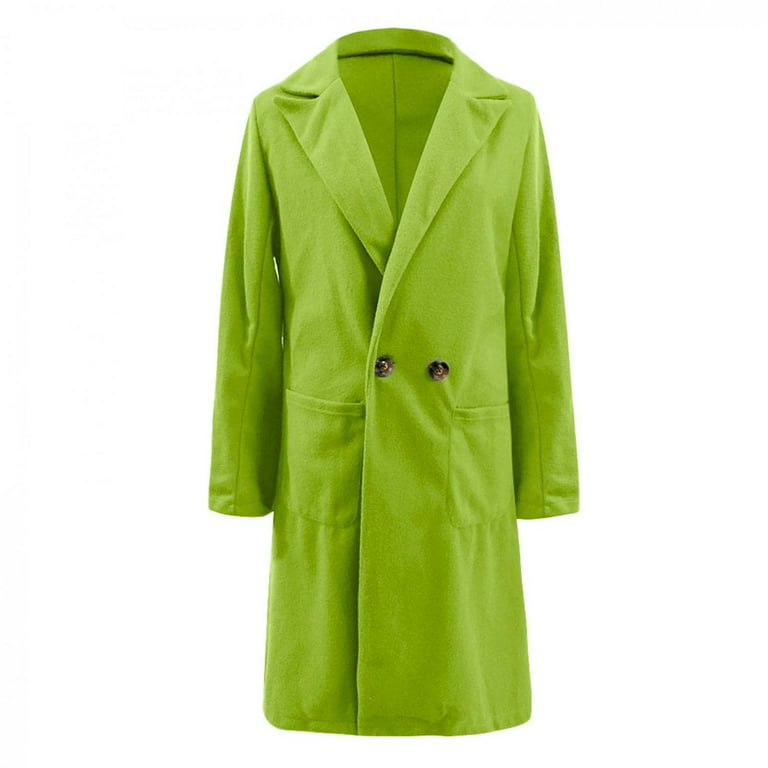 Women's Fashion Autumn And Winter Long-Sleeved Lapel Long Tweed Coat  Windbreaker Jacket