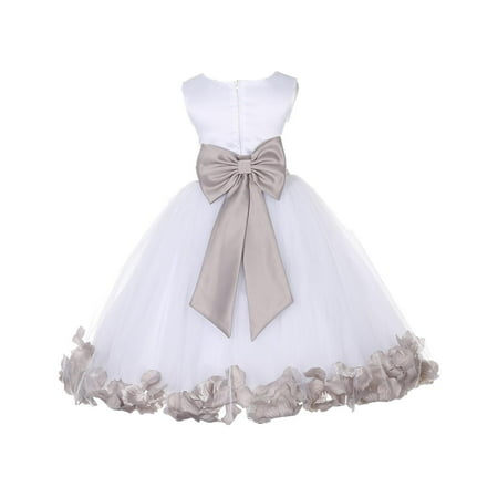 

Ekidsbridal Wedding Pageant Rose Petals White Tulle Flower Girl Dress Toddler Junior Bridesmaid Recital Easter Holiday Gown Birthday Girl Dress 302T biscotti16