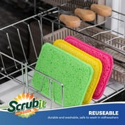 SCRUBIT Cleaning Pads Dual Sided Scouring Pad and Dish Sponge for Utensils and Cookware, 12 Pack