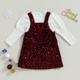 thumbnail image 4 of Okbabeha Toddler Baby Girl Fall Winter Clothes Ribbed Knitted Sweater Pullover Shirt Suspender Skirt Dress Christmas Outfits, 4 of 8