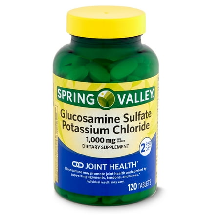 Spring Valley Glucosamine Sulfate Potassium Chloride Joint Health Dietary Supplement Tablets, 1,000 mg, 120 Count