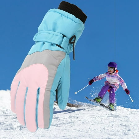 

Zeceouar Kids Toddler Winter Fleece Snow Ski Gloves Children Waterproof Windproof Warm Glove Outdoor Thermal Snow Mitten for Cold Weather Girls Boys 4-16 Years