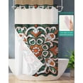 thumbnail image 2 of No Hook Shower Curtains with Snap in Liner, Burnt Orange Green Flower Waterproof Fabric Shower Curtain, Boho Ethnic Vintage Double Layers & See-Through Top Window Bathroom Curtains 36''x72'', 2 of 6