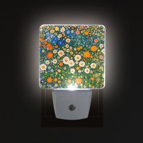 Yayeee LED Night Light for The Home Plug in With Light Sensors 2 Pack, Orange Floral Garden