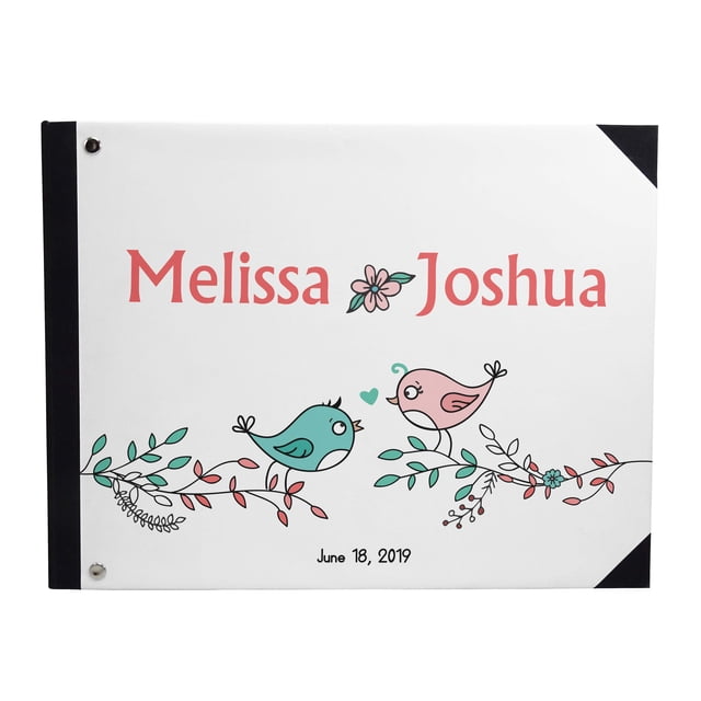 Darling Souvenir Love Birds Wedding Guestbook, White, 9 x 12 Inches