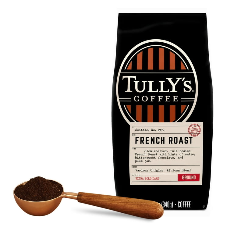 Tully's Coffee French Roast, Dark Roast, Ground Coffee, 12 Tully's Coffee French Roast, Dark Roast, Ground Coffee, 12
