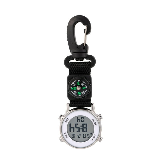 Fonction Montre Murale Extérieure Numérique Clip Montre Clip Fob Randonnée Montre Noir Nylon