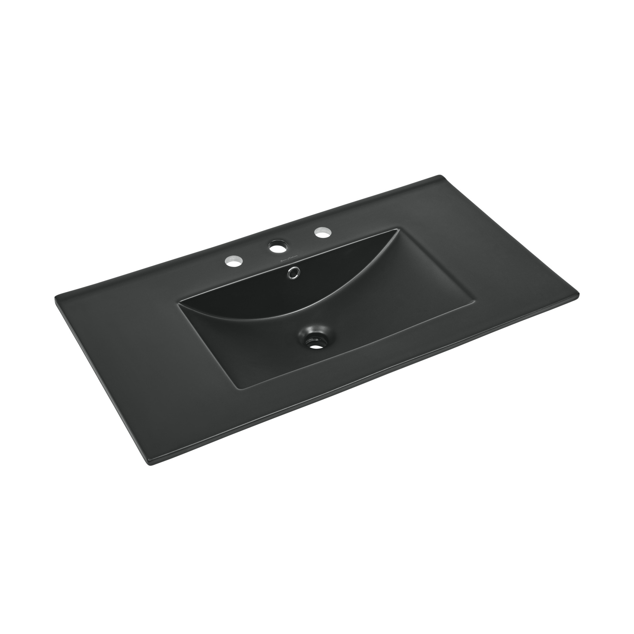 36" Ceramic Vanity Top with Three Faucet Holes in Matte Black