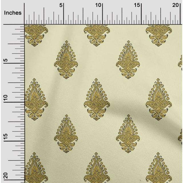 oneOone Georgette Viscose Fabric Leaves|Floral & Paisley Block Print Fabric BTY 42 Inch Wide