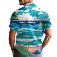 thumbnail image 4 of Domuza Hawaiian Tropical Shirt Men Short Sleeve Stylish Casual Button Down T Shirt Beach Vacation Relaxed Fit Lightweight Tops Blue S, 4 of 7