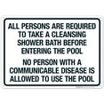 thumbnail image 1 of Massachusetts Shower Required Sign, Complies With State Of Massachusetts Pool Safety Code, 10x14 Aluminum, 1 of 1