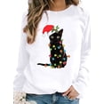 thumbnail image 1 of MAWCLOS Chandail en Molleton Femme Imprimé Chat Chandails en Molleton de Noël Manches Longues Chandail de Noël Ample Col Rond Blanc 2TG, 1 of 2