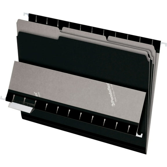 Interior File Folders, 1/3-Cut Tabs, Letter Size, Black/gray, 100/box | Bundle of 5 Boxes