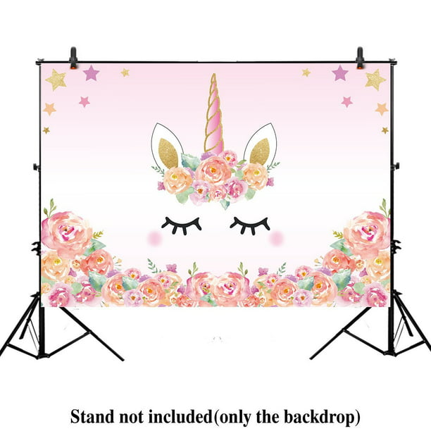 Floral Unicorn Birthday Backdrop 7ft X 5ft By Hellodecor