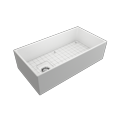 thumbnail image 3 of BOCCHI Contempo Apron Front Fireclay 36 in. Single Bowl Kitchen Sink with Protective Bottom Grid and Strainer in Matte White, 3 of 6