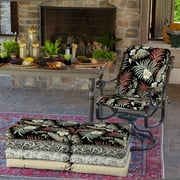 ARDEN Outdoor Dining Chair Cushion 20 x 20, Simone Black Tropical