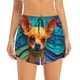 thumbnail image 2 of Balery Colorful Textured Chihuahua Pantalones cortos deportivos para mujer con forro y dos bolsillos, elásticos, para entrenamiento, gimnasio, yoga-Small, 2 of 7
