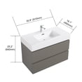 thumbnail image 5 of 36" Gray Bathroom Vanity with Sink, Large Storage Wall Mounted Floating Bathroom Vanity for Modern Bathroom, One-Piece White Sink Basin Without Drain and Faucet, Pre-assembled, 5 of 9