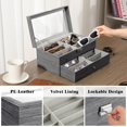 thumbnail image 4 of Organizador de gafas de sol MoKo de piel de 2 capas con 12 ranuras, color gris, 4 of 7