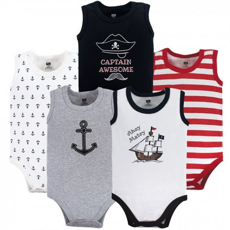

Hudson Baby Infant Boy Cotton Sleeveless Bodysuits 5pk Pirate Ship 9-12 Months