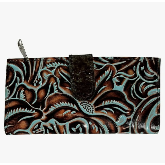 Patricia Nash Women's Turquoise Tooled Leather Clutch Wallet