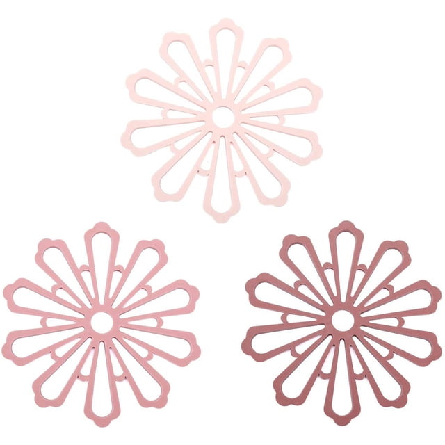 3 posavasos gruesos con patrón de flores (rosa + marrón claro + marrón oscuro) Adepaton HMHZ301-4