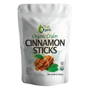 True Organic Ceylon Cinnamon Sticks, MDA05 08 ounces, Premium Grade, USDA Organic & Kosher Certified, Non-GMO, Ceylon Cinnamon stick, Pure Ceylon Quality