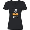 thumbnail image 3 of Inktastic Lab Life is Ruff Yellow Labrador Women's V-Neck T-Shirt, 3 of 5