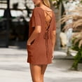 thumbnail image 1 of Pounoo Rompers for Women Short Sleeve Crisscross Back Textured Knit Rompers Retro Casual Style Lightweight Breathable Relaxed-Fit Rompers Gift, 1 of 7