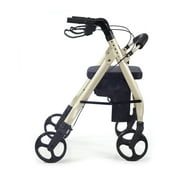 Angle View: Comodità Prima Heavy-Duty Rolling Walker Rollator with Comfortable 15-Inch Wide Nylon Seat (Metallic Champagne)
