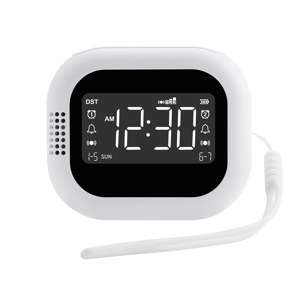 Vibrating Alarm Clock with Bed Shaker, Digital LED Alarm Clock with Snooze Function, Portable Wake Up Clock for Bedroom, Home, Office and Travel,WHITE