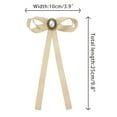 thumbnail image 2 of DARING DIVA Women's Long Ribbon Pre-Tied Bow Tie with Faux Pearl Khaki, 2 of 5