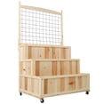 thumbnail image 3 of Gzxs Raised Garden Bed with Trellis, 3-Tier Wooden Elevated Planter Box with Drain Holes, Lockable Wheels and Back Storage Area, Garden Trellis for Vine Fruit Vegetable Flower Herb (Natural), 3 of 9