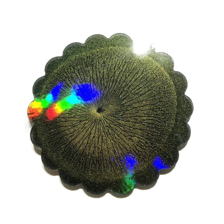 Holographic Resin Coaster Molds Fancy Lace Round Cup Mat Silicone Mold  Rainbow Effect Epoxy Casting Mold DIY Cup Pad 