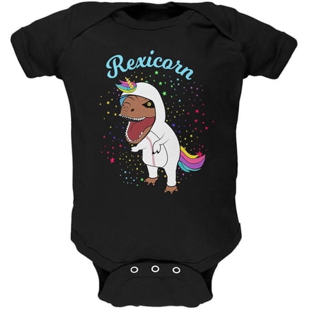 T-Rex Dinosaur in Unicorn Costume Rexicorn Soft Baby One Piece Black 12-18 M