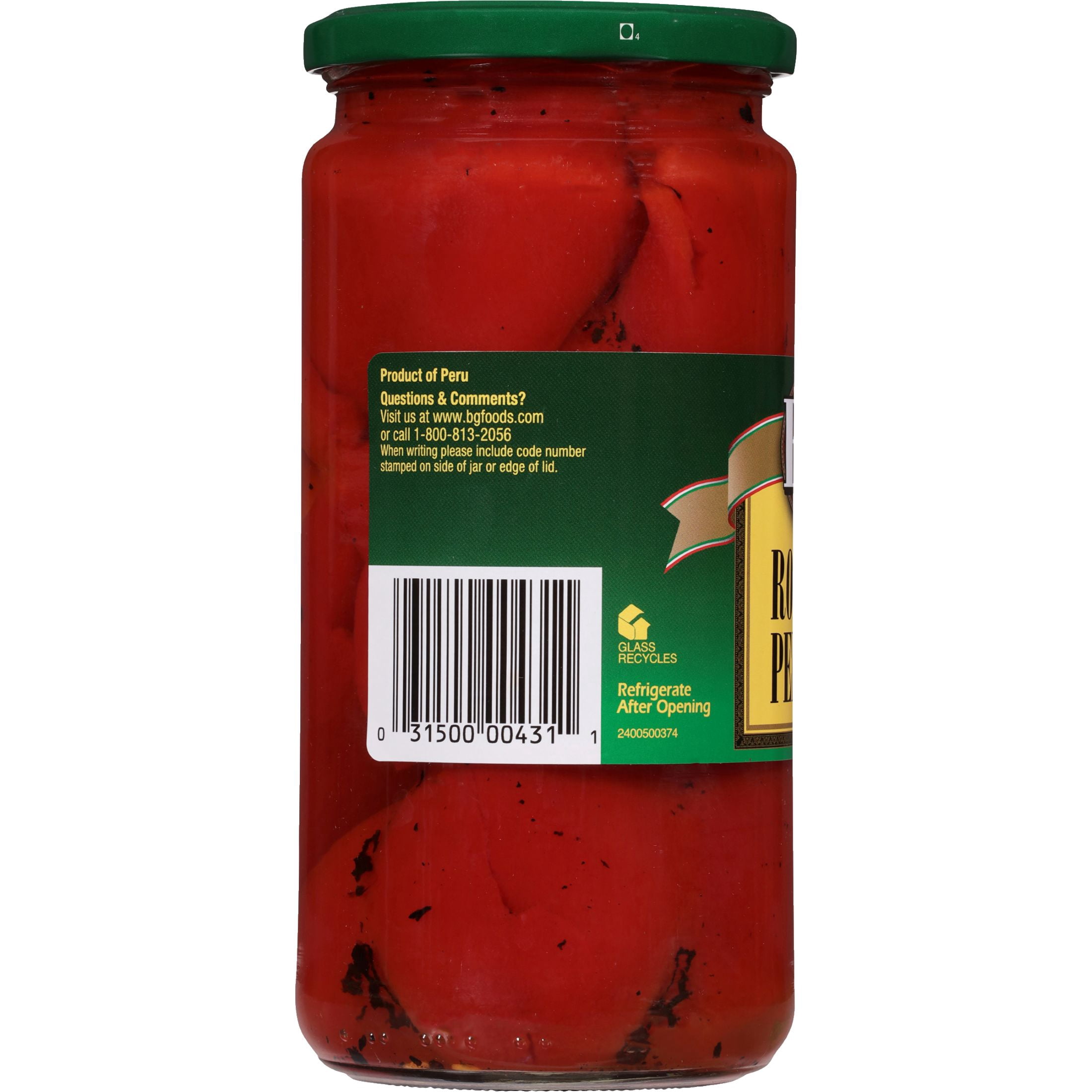 B&G Roasted Peppers, Kosher, No Allergens, Shelf-Stable, 24 fl oz Jar