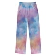 thumbnail image 3 of Kids' Pajama Pants Soft Relaxed Fit Sleep Pants Lounge Pants with Pockets Watercolor Powder Blue Pattern Small, 3 of 9