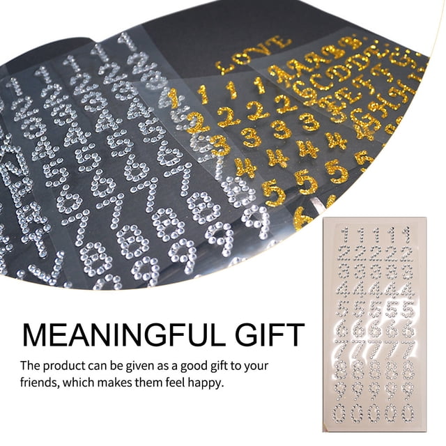10 Sheets English Letters Sticker Adhesive Ornament Numbers Decals Three-dimensional Acrylic Label Gift Computer Supply Rhinestone Numbers