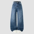 thumbnail image 2 of enyan Girls Jeans Denim Elastic Wasit Wide Leg Baggy Pants Kids Clothes Girls Wide Leg Jeans Dark Blue,13-14 Years, 2 of 7