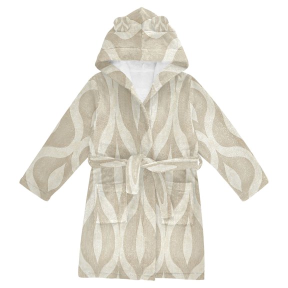 FORMRS Niños Bathrobe Unisex Hooded Robe Soft Plush Pajamas Sleepwear, Size 2-3T, Light Brown Pattern